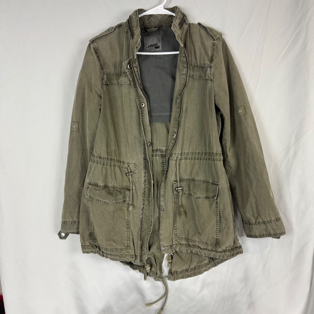 Levi's Women's Military Utility Parka Jacket‎ Olive Green Hooded Small